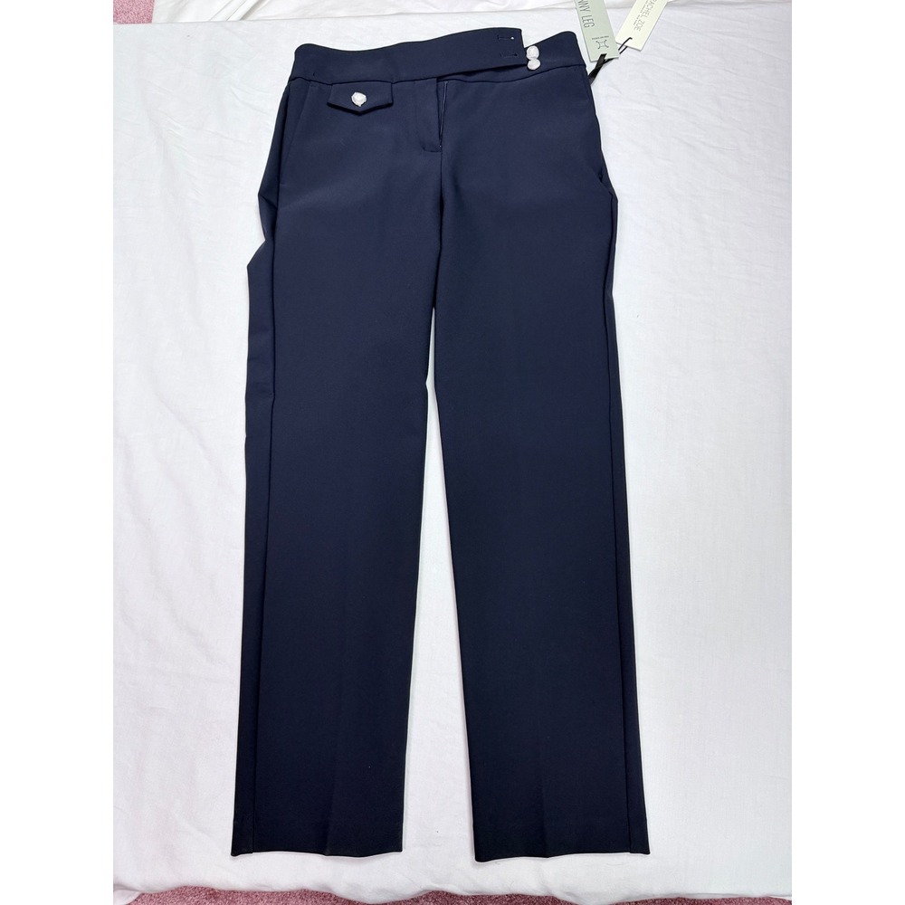 Rachel Zoe Womens Navy Blue Hi-Rise Slim Leg Trousers Dress Pants Size 2 NWT
